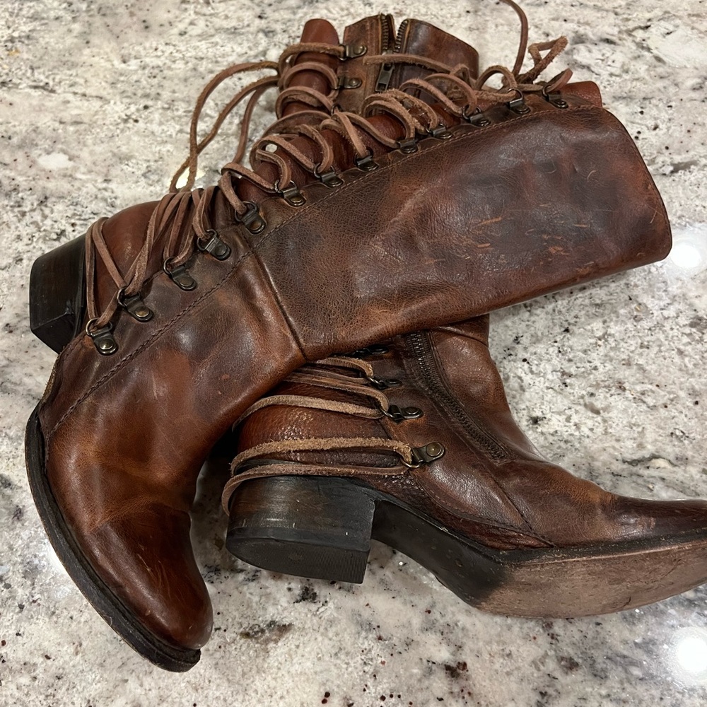 Freebird by Steven Reese Corset Lace Up Leather Boots Size 7